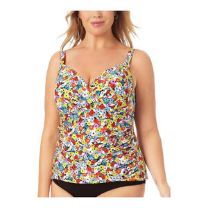 NEW Anne Cole Ditsy Floral Print Underwire Tankini Top Colorful 34DD/36D